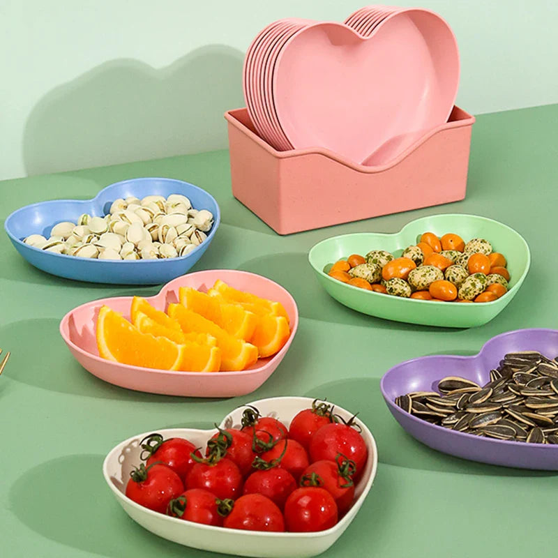 Axyaa Heart-Shaped Snack Plate Set of 6