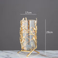 Axyaa Gold Metal Frame Glass Vase with Rattan Branches - Home Decor & Flower Arrangement