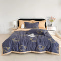 Axyaa Feather Blanket: Plaid Washed Cotton Lightweight Quilt for Comfortable Summer Sleep