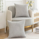Axyaa Grey Striped Corduroy Pillowcase Set - Sofa Bed Cushion Cover