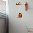 Axyaa Vintage LED Wall Lamp Amber Glass Wood Wabi Sabi Arandela