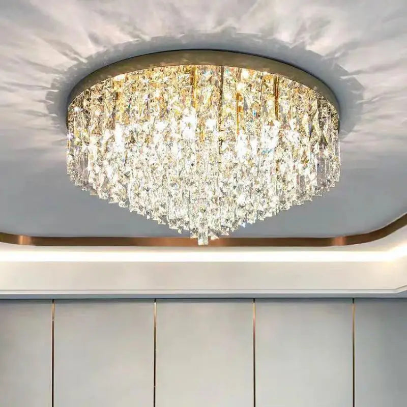 Axyaa Crystal LED Ceiling Chandelier - Modern Bedroom Lighting Fixtures