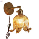 Axyaa Loft Amber Glass LED Wall Light Fixture with Vintage Knob Switch