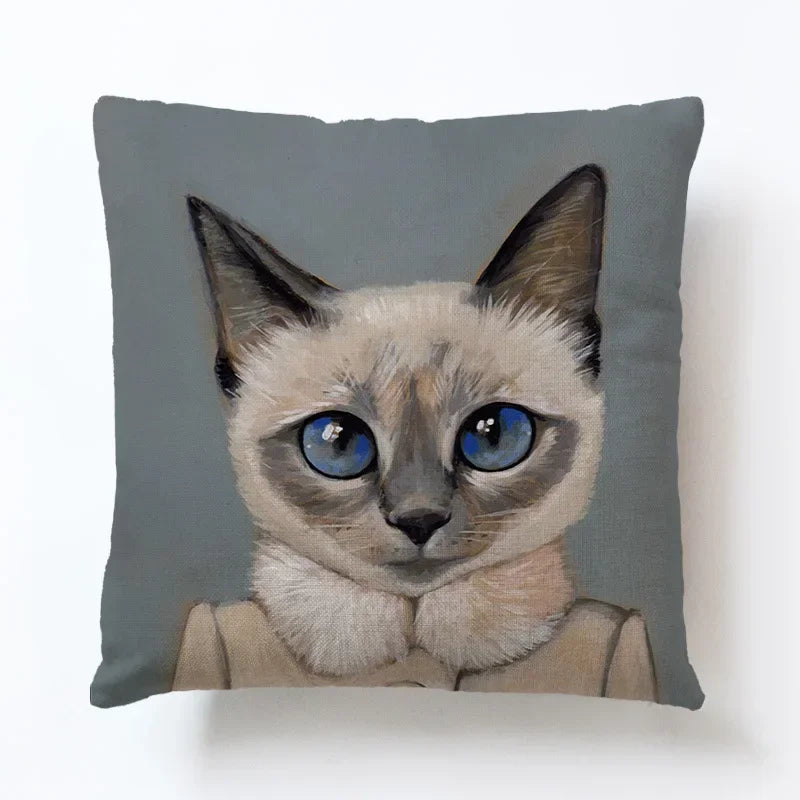 Axyaa Cartoon Animal Linen Pillowcase for Home Sofa Decor