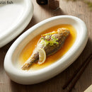 Axyaa Oval Ceramic Sushi Plate Serving Platter - Solid Color Tableware for Home Kitchen
