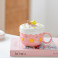 Axyaa Ceramic Cake Pattern Coffee Mug with Cover and Large Capacity
