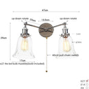 Axyaa 2-Head LED Wall Sconce Industrial Iron Glass Retro Stair Light Fixtures
