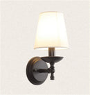 Axyaa Black Iron Wall Lamp with White Fabric Lampshade for Home Decor