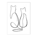 Axyaa Cat Print Hand in Hand Wall Art Canvas Painting Black White Poster Home Decor