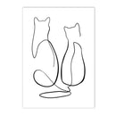 Axyaa Cat Print Hand in Hand Wall Art Canvas Painting Black White Poster Home Decor