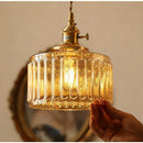 Axyaa Amber Glass Pendant Light Brass Vintage Adjustable Hanging Lamp