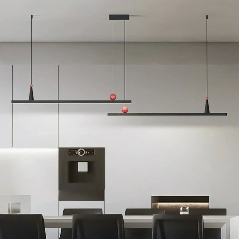 Axyaa Black Aluminum LED Chandelier - Modern Pendant Light for Office Island & Bar Table
