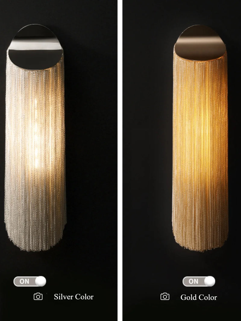 Luxury Axyaa Italy Tassel Wall Sconces Light Silver Gold