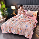 Axyaa Leaf Print Washed Cotton Quilt Air-conditioning Comforter Blanket Bedspread