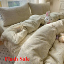 Axyaa Princess Lace Bed 4-Piece Set with Floral Cloud Design