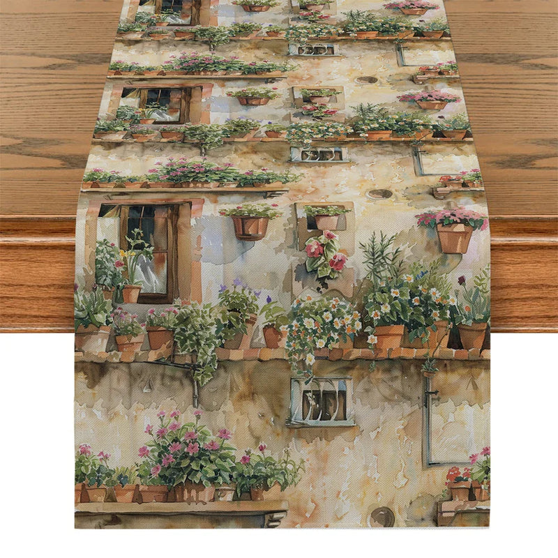 Potted Plants Window House Table Runners Dresser Table Decor Coffee Table Runner