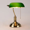 Axyaa Green Glass LED Table Lamp with Pull Switch for Home Decor