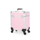 Axyaa Aluminum Rolling Makeup Case with Lockable Trays - Salon Organizer Trolley