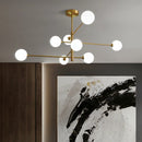 Axyaa Glass Brass Chandelier: Nordic Modern Pendant Light for Home Decor, Living Room, Bedroom, Restaurant