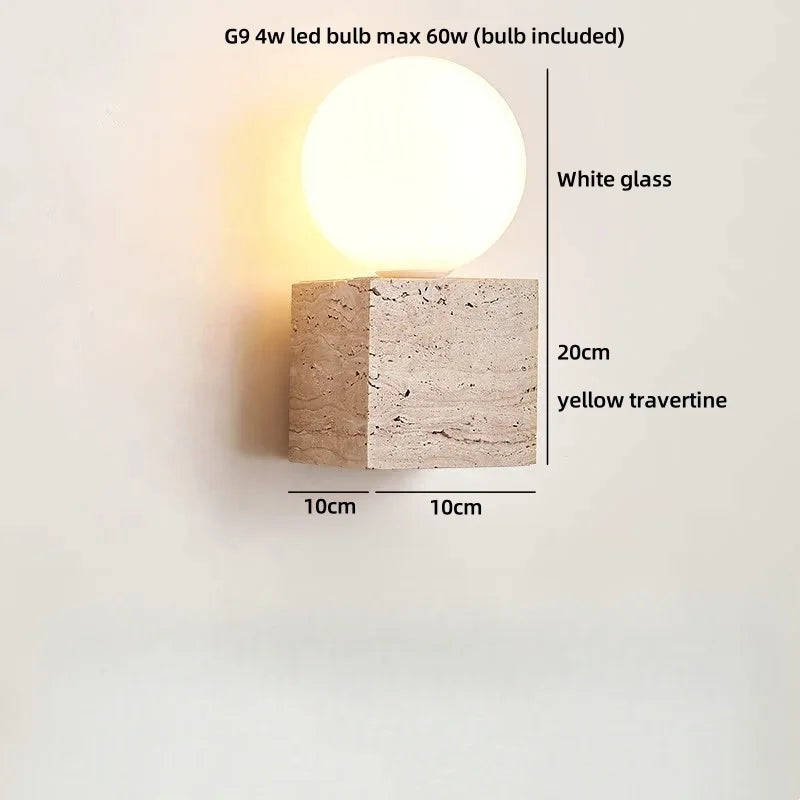Axyaa White Glass Ball LED Wall Sconce - Modern Nordic Bedroom Bedside Lamp