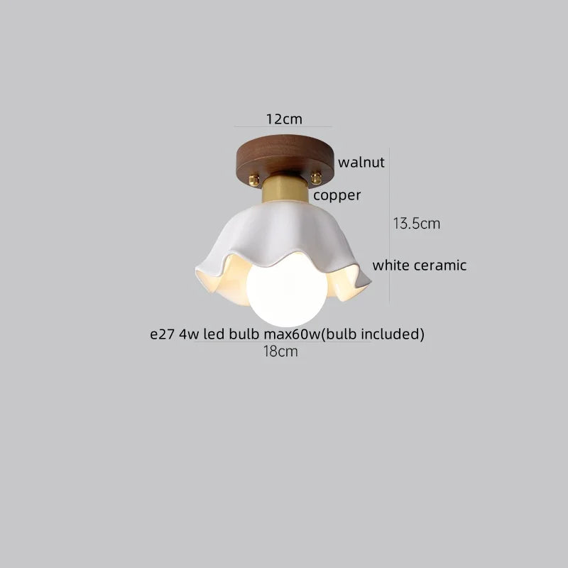 Axyaa Modern Wood Glass LED Ceiling Light for Kitchen Living Room Decor