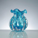 Axyaa Water Blue Bubble Money Bag Vase with Green Plant and Flower Arrangement