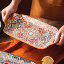 Axyaa Ceramic Steamed Fish Plate - Large Rectangular Binaural Fish Plate