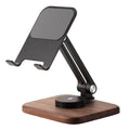 Axyaa Walnut Wood Mobile Stand for iPad Tablet, Adjustable Lifting and Rotating Bracket