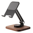Axyaa Walnut Wood Mobile Stand for iPad Tablet, Adjustable Lifting and Rotating Bracket