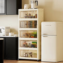 Axyaa 55cm Large Double-Door Storage Cabinet with Swivel Casters, 3-6 Tier for Home Organization