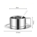 Axyaa Double Walled Stainless Steel Coffee Cup Set with Saucer Spoon
