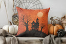 Axyaa Halloween House and Trees Pillow Cover for Sofa, Bedroom, Car