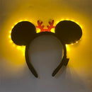 Axyaa Glowing Mouse Ears Christmas Headband - LED Light Costume for Parties