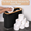 Axyaa Toilet Paper Storage Basket with Lid: Bathroom Organizer Stand Container