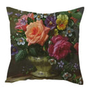 Axyaa Vintage Flowers & Birds Oil Painting Pillow Cover