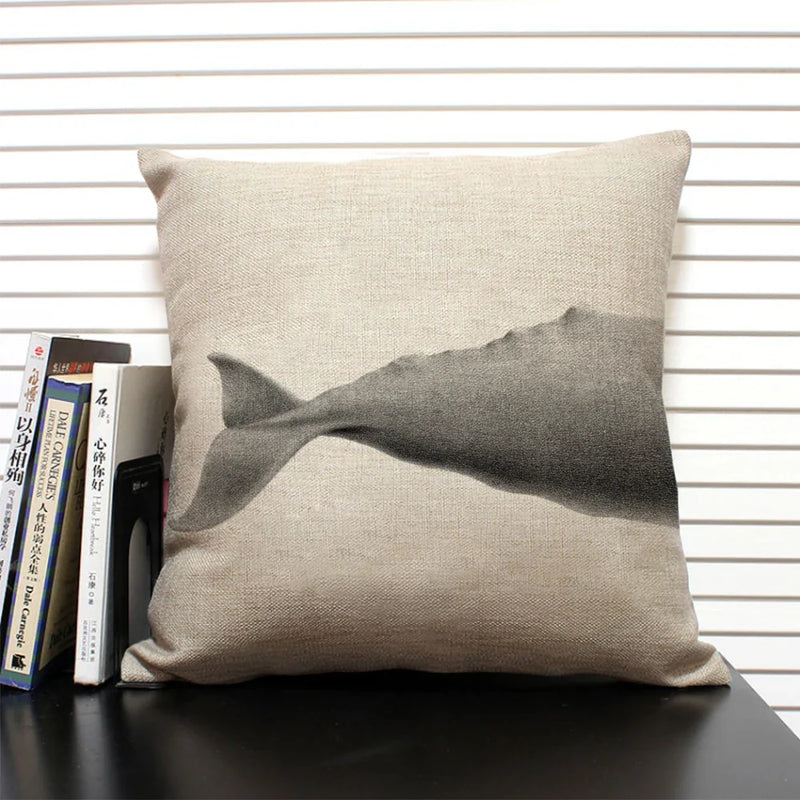 Axyaa Shark Dinosaur Linen Cushion Cover Throw Pillow Case 45x45cm