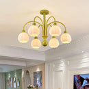 Axyaa Pumpkin Glass Chandelier for Home Decor in Living Room, Bedroom, Dining Room