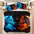 Axyaa Wolf Flame Duvet Cover Set: Soft Polyester Bedding for All Seasons