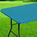 Axyaa Elastic Fitted Rectangle Vinyl Tablecloth for Indoor Outdoor Tables