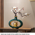 Axyaa Chinese Style Ceramic Vase with Wooden Frame: Retro Modern Home Decor Vase