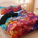 Axyaa Diamond Plaid Duvet Cover Set with 2 Pillowcases - Polyester, Breathable