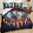 Axyaa White Wolf Dream Catcher Duvet Set for Kids and Teens