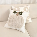Axyaa Plush Pumpkin Embroidered Cotton Pillow Cover for Halloween Home Decor