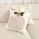 Axyaa Plush Pumpkin Embroidered Cotton Pillow Cover for Halloween Decor