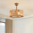 Axyaa Bamboo Rattan Ceiling Fan Light with Remote Control and Silent DC Motor