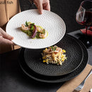 Axyaa Matte Ceramic Steak Pasta Dessert Salad Plate Hammer Pattern Shallow Restaurant Tableware