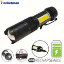 Axya Tactical Flashlight COB Light Bead - Waterproof, Adjustable Focus, Three Modes