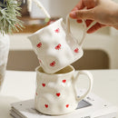 Axyaa European Ceramic Love Mug White Tea Cup Breakfast Milk Afternoon Camellia Flower