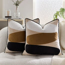 Axyaa Abstract Block Embroidery Cushion Cover in Black Brown Beige Schema 45x45cm