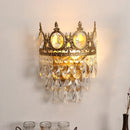 Axyaa Golden Crown Crystal Chandelier LED Pendant Lamp for Living Room